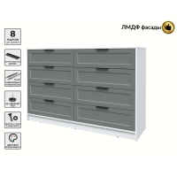 Kомод Тренд КТ-К157 (Белый платинум ЛДСП/ Серый ЛМДФ) Ш1565 В1020 Г451